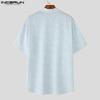 INCERUN Summer Oversized Men Lapel Neck Short Sleeve Print Casual Shirts