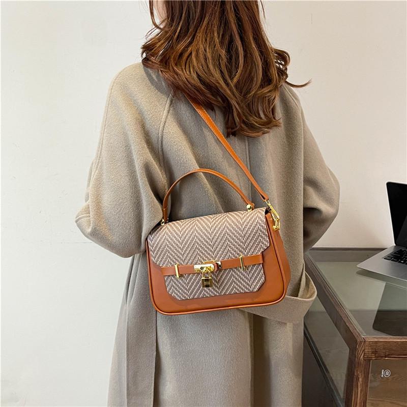 Retro Color Block Women's Shoulder & Crossbody Bag - Light Luxury Small Square Handbag