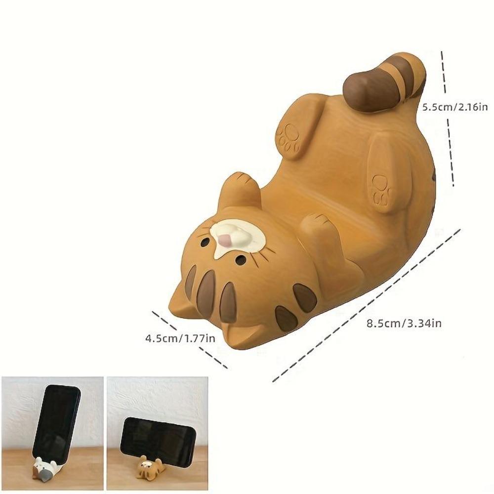 

1pc Cat Phone Holder Cute Cartoon Resin Animal Cell Phone Stand Compatible with All Smartphones for Office Home Funny Gifts тигровий