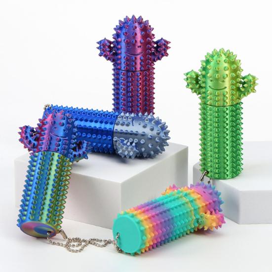 Stress Relief Spiky Cactus Fidget Toy Textured PLA Smiling Cactus Toy Portable Travel Cactus Pain Stimming Tool Sensory Toy
