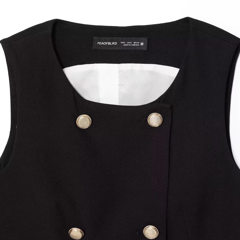 Araltay New Arrival Fashion Style Women's Clothing Double Breasted Gold Plated Button Vest Pants 8582851 8606851