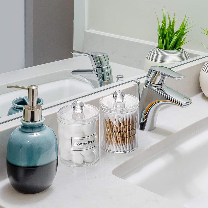 Acrylic Cotton Swab & Makeup Remover Storage Box with Lid - Transparent Square Organizer & Toothpick Holder