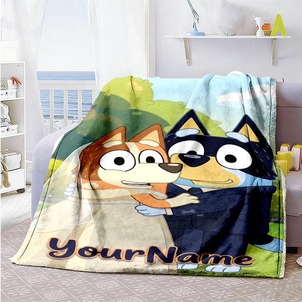 Bluey 86 Customize Your Name Blanket Lightweight Customizable Blanket Soft & Cozy Suitable for Chair Nap Living Room Bedding All-Season Use