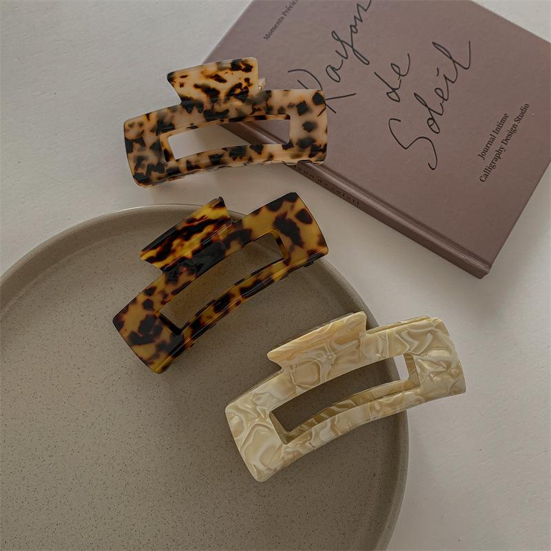 Retro Korean Leopard Print Acetate Hair Claw Clip for Women - French Style