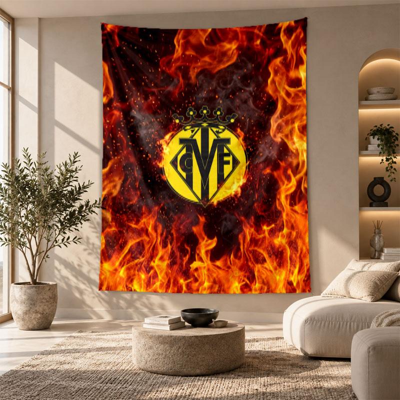 Decorative Tapestry,Villarreal FC Printed Wall Art, Lightweight Wall Hanging For Bedroom Background
