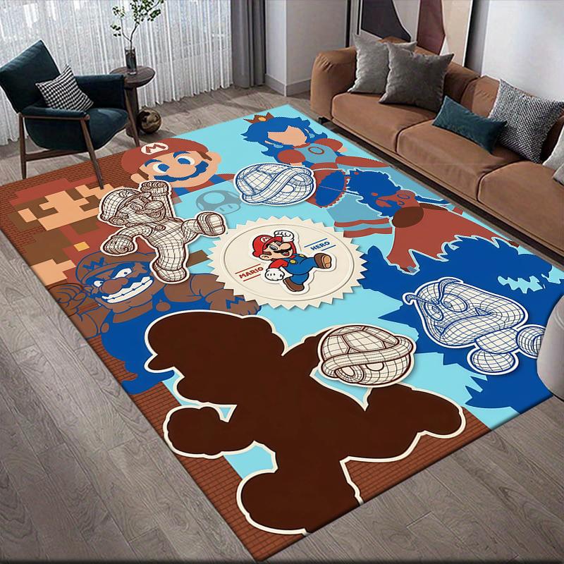 Mario Home Sofa Decoration for Living Room & Bedroom, Non‑Slip Play Flannel Floor Mat for Game Room