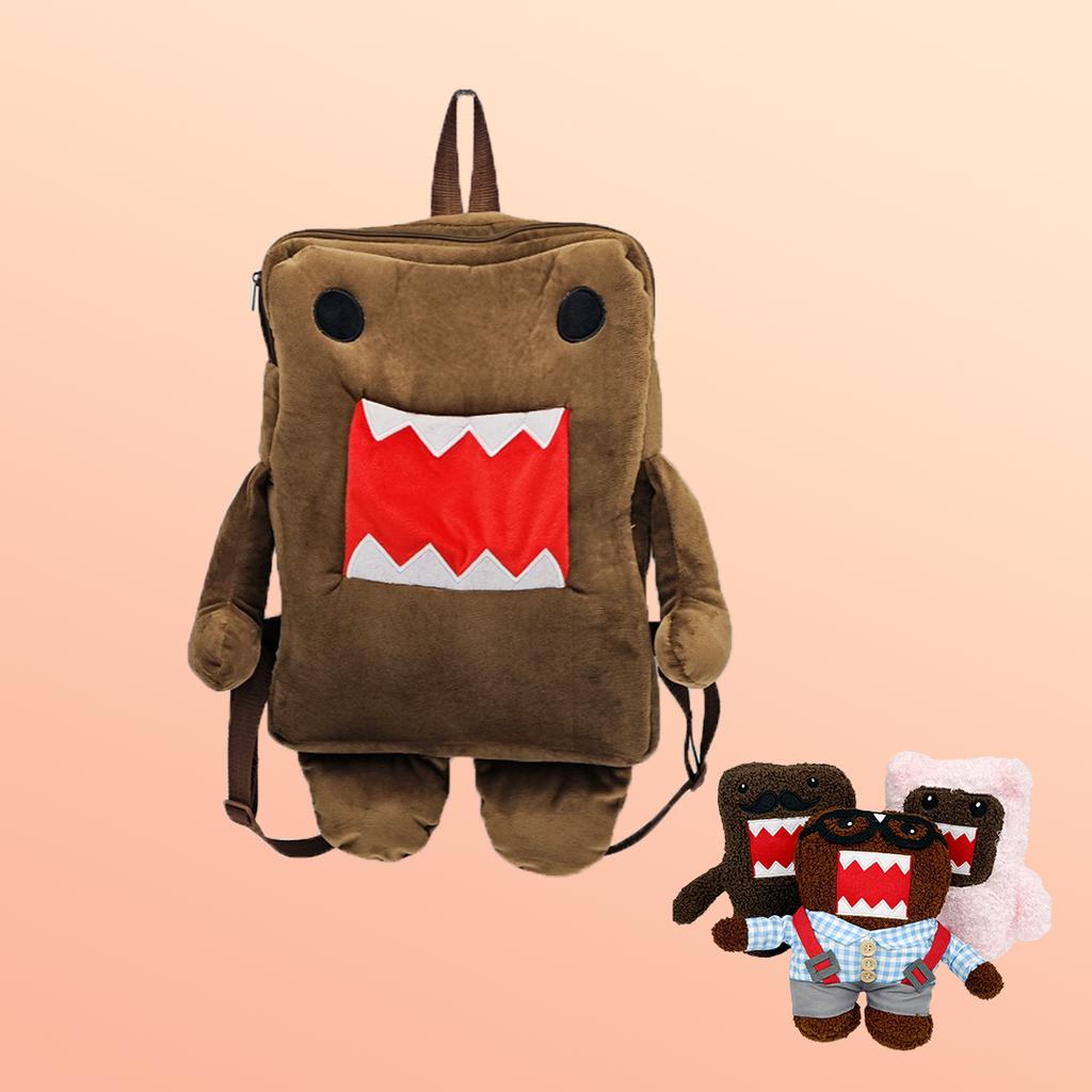 TreasuringU 2026 Nova Mochila de Pelúcia Domo-Kun Marrom Bolsa de Pelúcia Domo Kun Bolsa Transversal Pequena Fofa com Brinquedo Presente de Aniversário