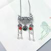 Exaggerated Ethnic Style 925 Sterling Silver Fish Lotus Pendant Necklace for Women with Safety Buckle