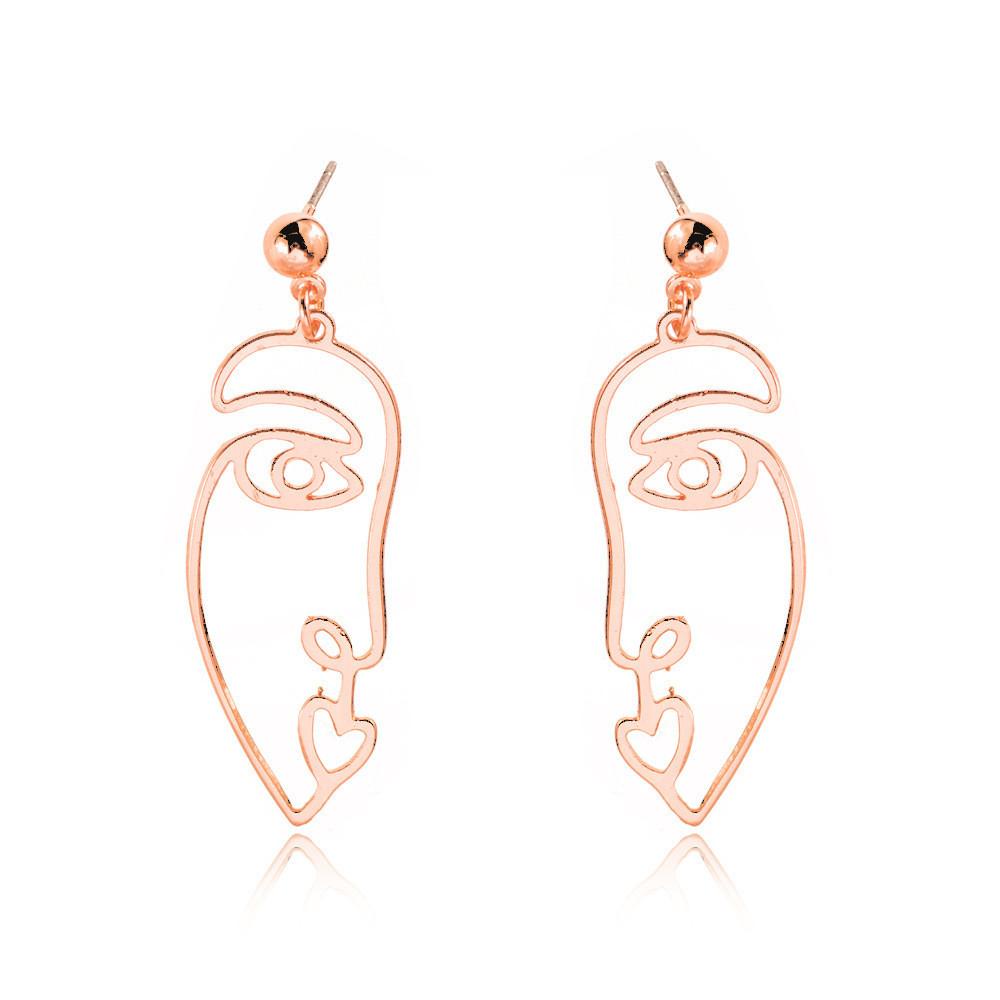 Alloy Face Elegant Earrings For Women Modern Cartoon Expression Design Jewelry