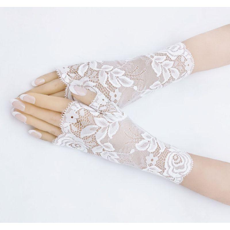 New Elastic Lace Half Finger Gloves Thin Short Finger Leakage Sun Protection Driving Non Slip UV Protection Scar Covering Tattoo
