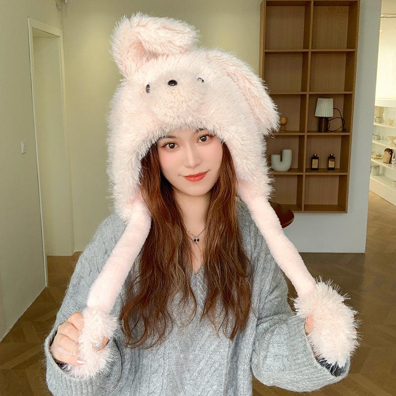 

Милі цуценячі вушка рухаються плюшева шапка 2025 осінь та зима потовщена холодостійка захист вух шапка Лей Фенга універсальна шапка M（56-58cm） рожевий