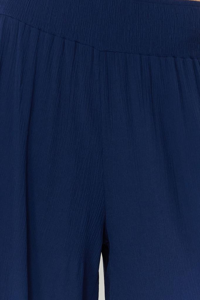 Women's Fashion Navy Blue Woven Gipe Detailed Trousers