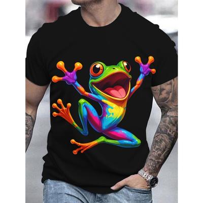 Europäische Größen Baumfrosch T-Shirt Rundhals T-Shirt Kurzarm Damen Herren Familien T-Shirt