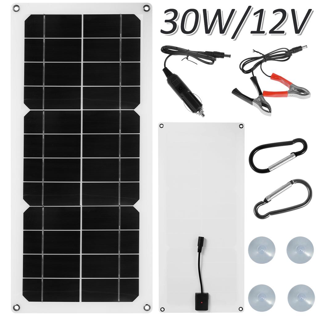30W Solar Panel Kit 12V Waterproof Solar Powered Charger Portable Charger Kit with USB Port  For Phone RV Car Caravan Home Campi