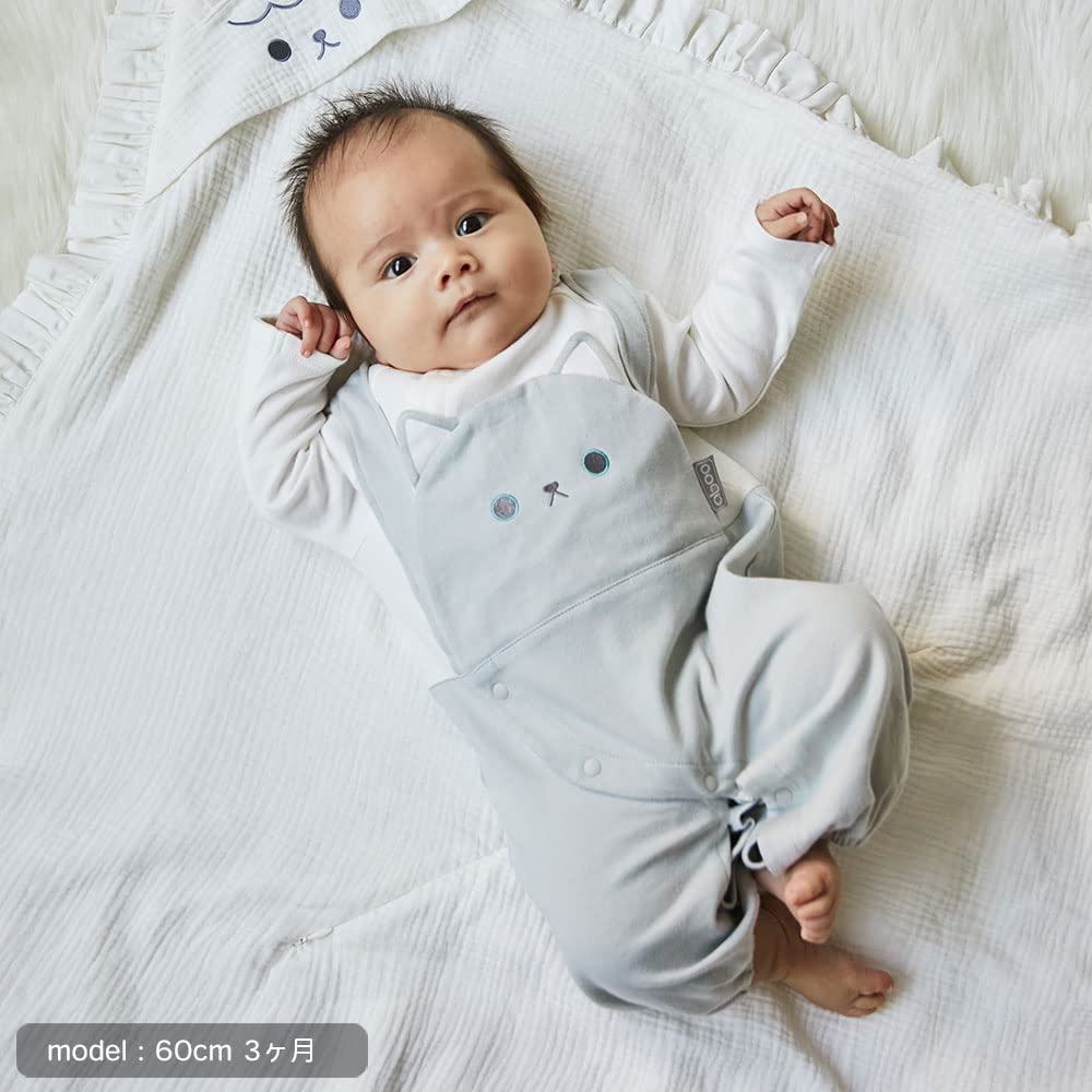 aboo with Interchangeable Crotch Animal Baby Baby Shower Gift 2-Way Dressall/Coverall Snaps, Motif, Scratch-Resistant, 100% Cotton, Boxed, Clothes,