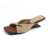Grape Mom 2025 New High-heeled Cool Slippers Women's Summer Wear High-end Sense with Temperament Square Head Wedge Women's Shoes