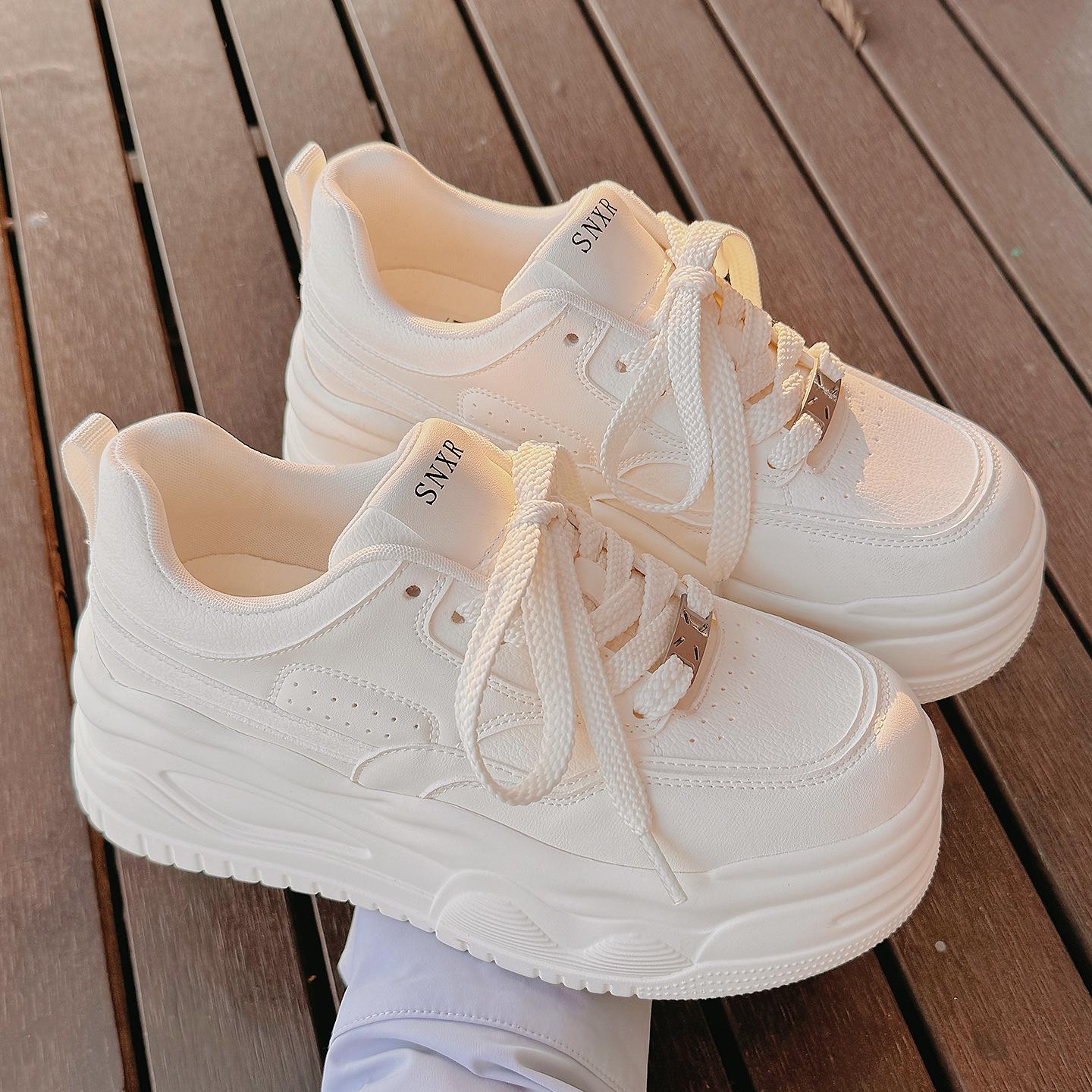 

Белые женские кроссовки на толстой подошве, увеличивающие рост, осенние (XY-A638) 36 грязно-белый