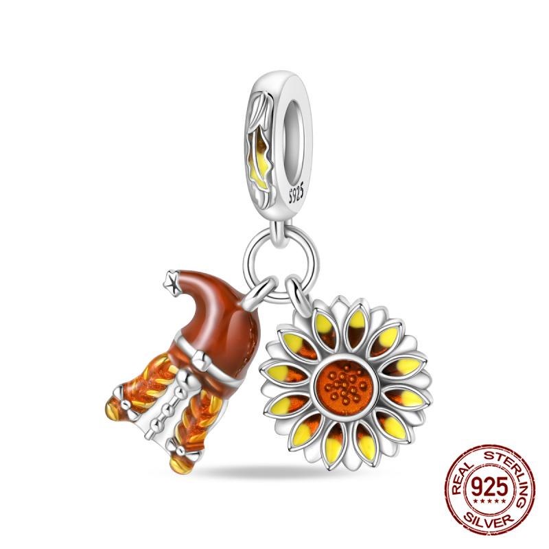 Original Kupfer Herbst-Ahornblatt Kiefernzapfen Perlenkürbis Auto Anhänger Passend für Armband DIY Schmuckherstellung Geschenk für Frauen