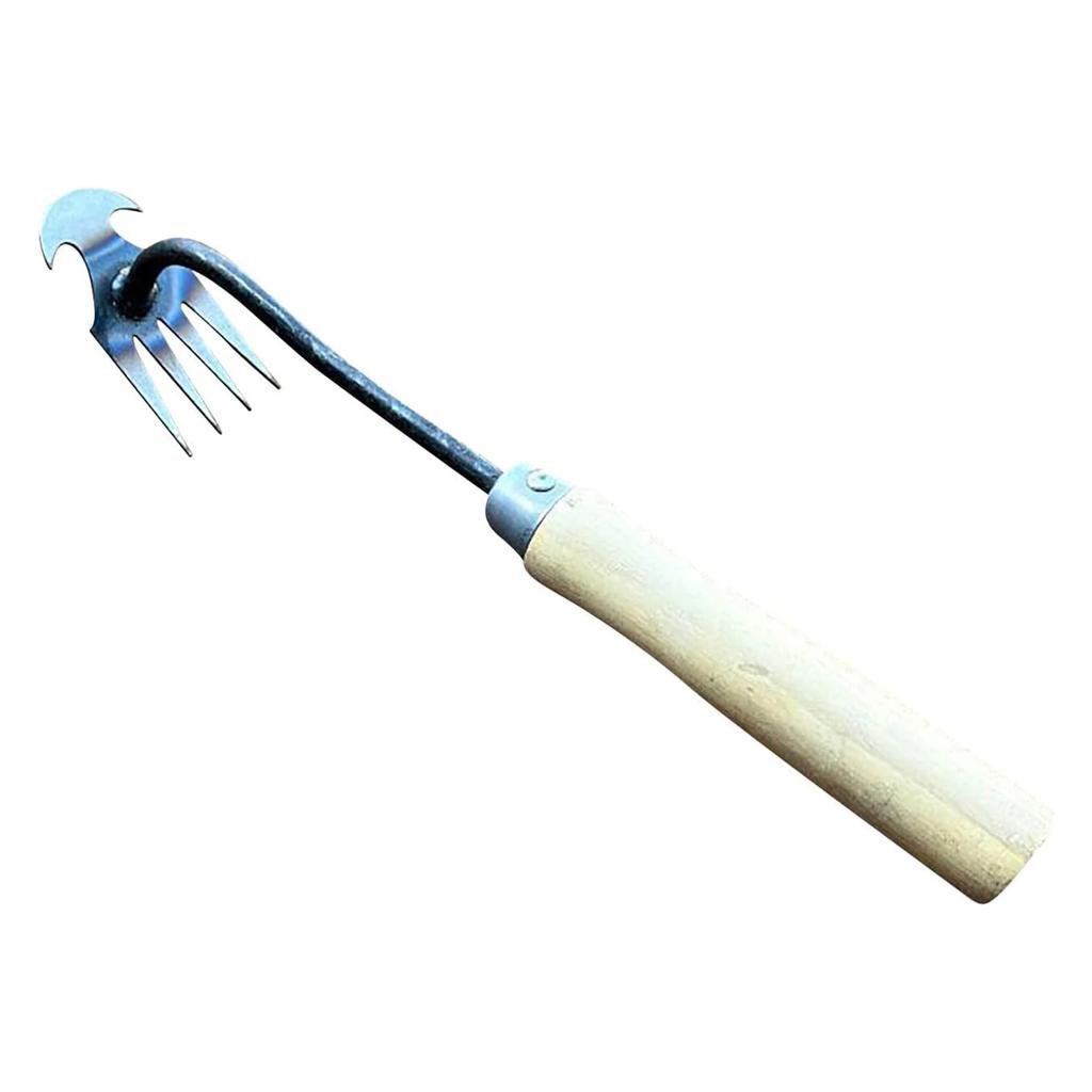 Hoe Weeding Artifact Uprooted Grass Tools Garden Hoe Rake Steel Farm Tools Small Hoe Loosen with 4 Teeth The Soil Wild Vegetable