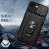 Push Window Card Slot Phone Armor Case For iPhone 16e SE4 20205 Heavy Duty Slide Lens Protector Ring Holder Stand Cover For Apple 16 15 14 13 Pro Max