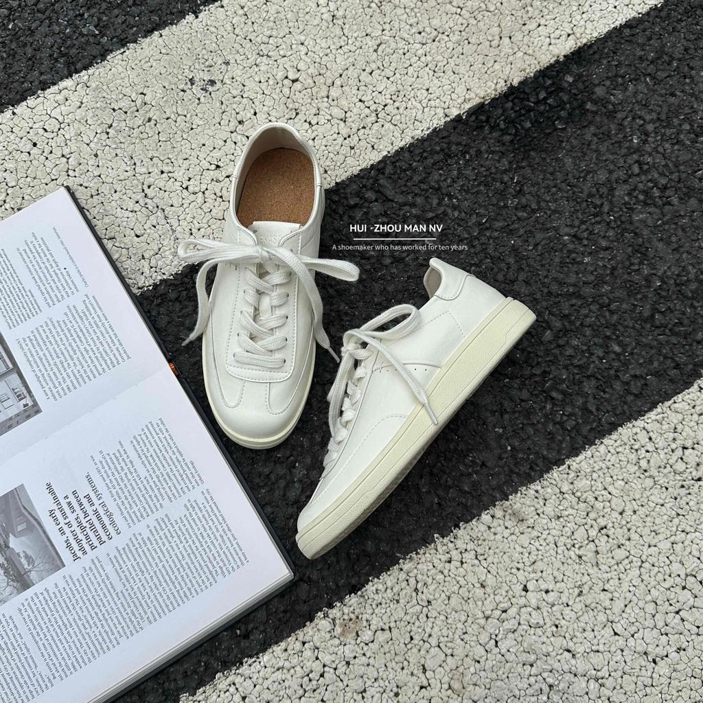 Sheepskin version~ Ballet sneakers 2025 new white comfortable casual platform minimalist training shoes single shoes women