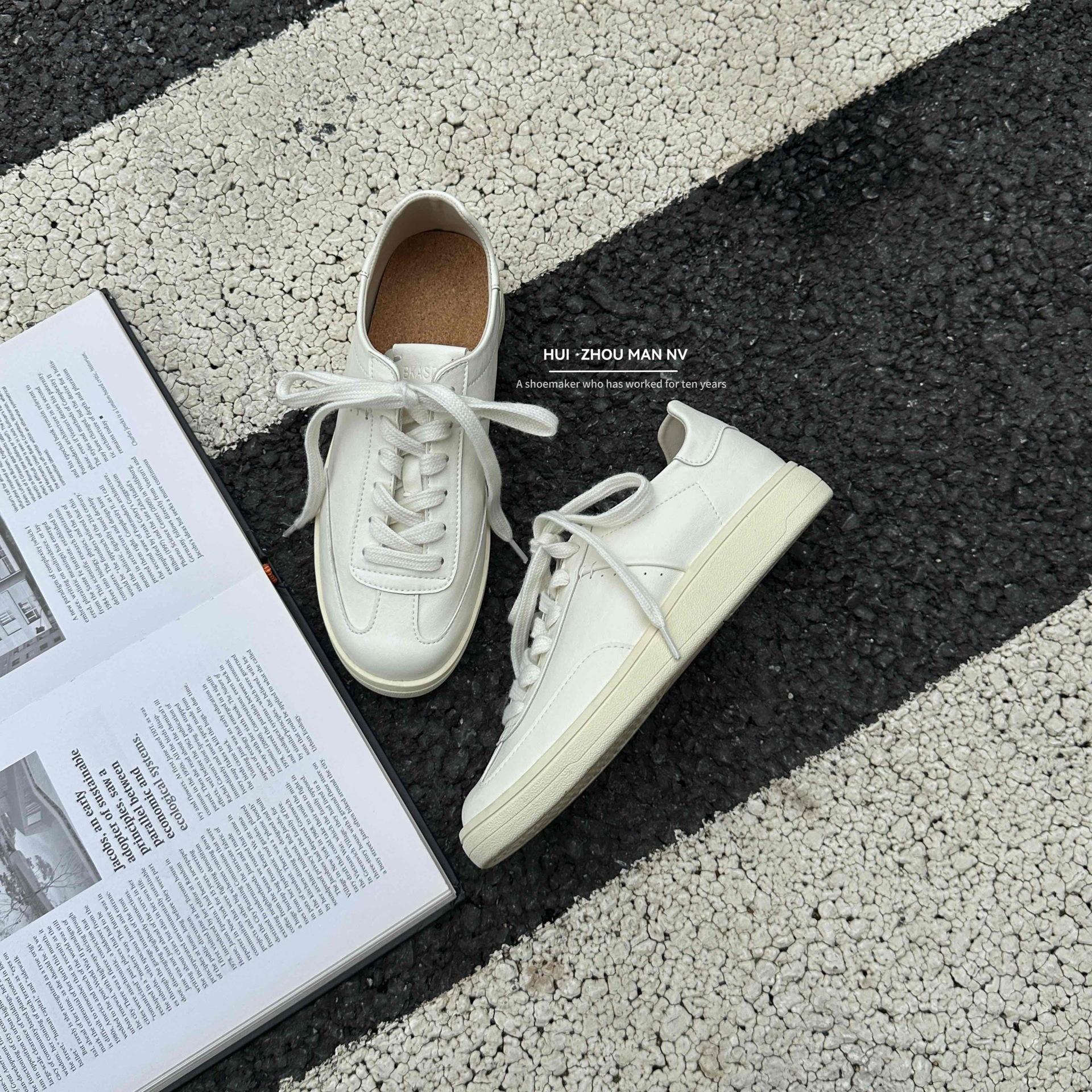 

Sheepskin version~ Ballet sneakers 2025 new white comfortable casual platform minimalist training shoes single shoes women 35