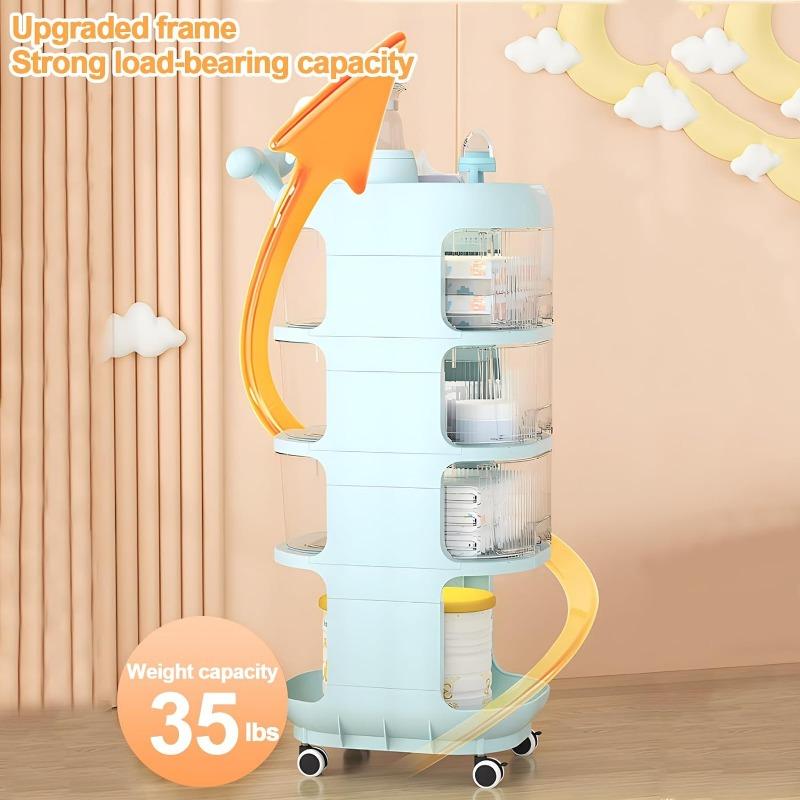 4 Tier Portable Baby Changing Table Trolley Storage Organizer with Wheels Mobile Nursery Organizer Cart for Newborn Essentials