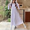 Striped Short-sleeved Shirt Dress, Knee-length Long Style, Belt for Slimming, Patchwork Loose Style, Covering Up and Slimming Effect, One-piece Dress