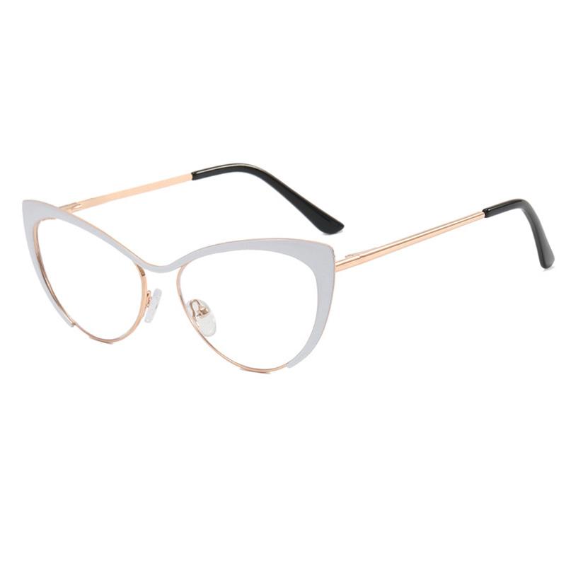 SHAUNA Anti-Blue Light Fashion Women Cat Eye Optical Glasses Frames Spring Hinger Metal Gradient Sunglasses UV400