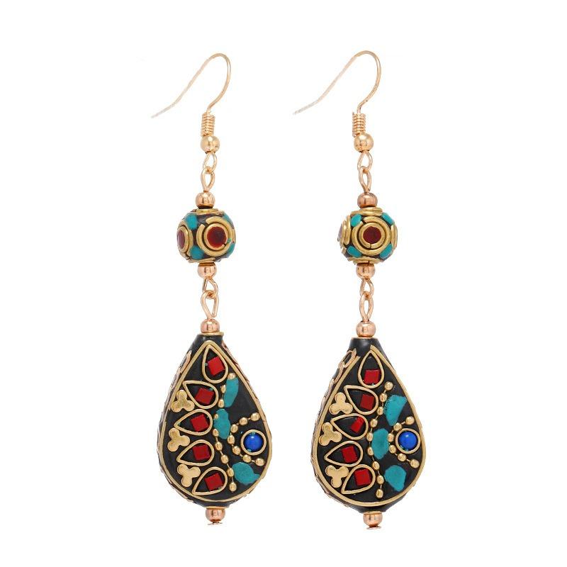 Retro niche design Nepalese exotic Tibetan earrings femininity simple personality handmade earrings