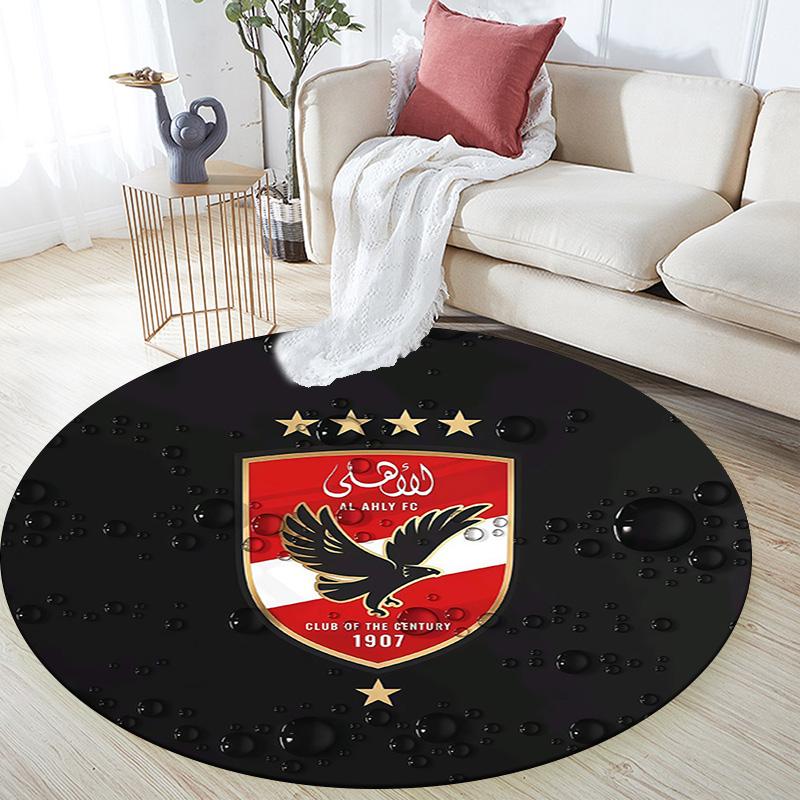 Al Ahly Sporting Club Round Area Rug,Carpet Rug for Living Room Bedroom Sofa Playroom Decor,Non-slip Floor Mat