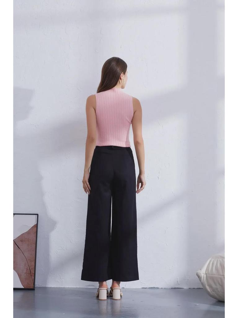 2023 Women's Slim Fit Sleeveless Knitted Sweater Vest - Casual Half-High Collar Solid Color Top