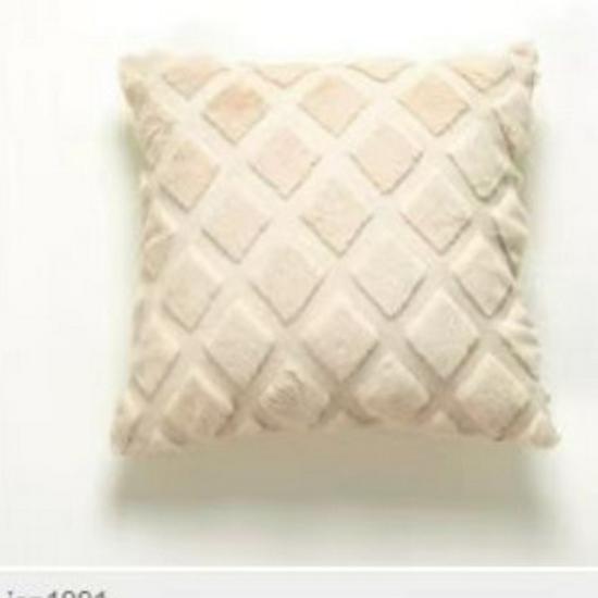 Solid Color Geometric Embroidered Plush Sofa Pillowcase