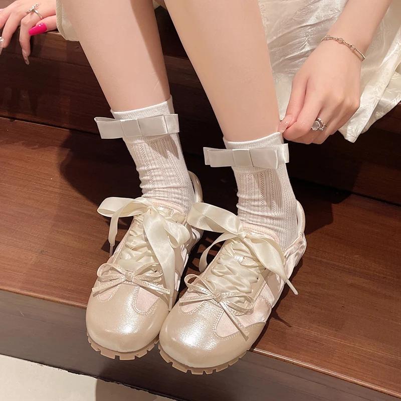 Designer Women Mary Jane Shoes Fashion Shallow Butterfly-knot Shoes Ladies Comfort Non Slip Walk Shoes