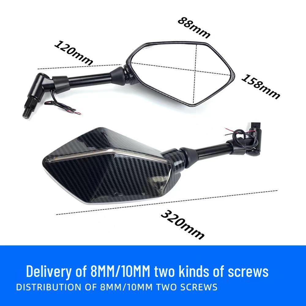Universal Motorcycle Rearview Mirror with LED Turn Signal for Street Bikes, Cruisers, and Scooters