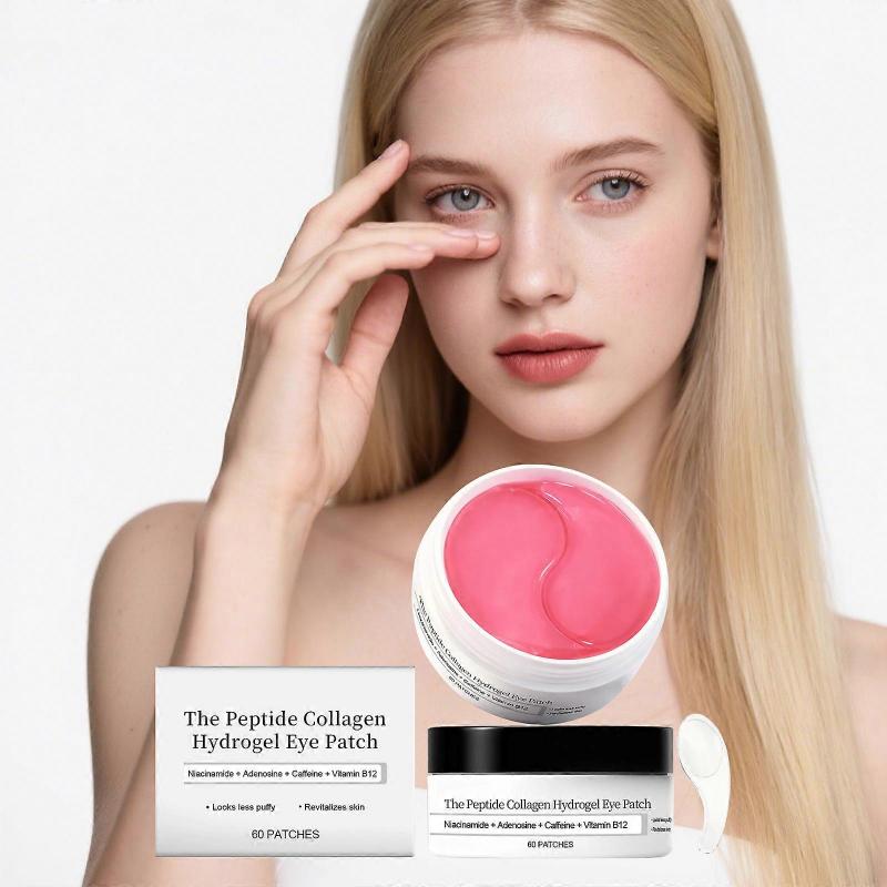 Augenmaske, 60 Paar Peptid-Kollagen-Hydrogel-Augenpads für geschwollene Augen, dunkle Ringe, Falten, Hautpflege, feuchtigkeitsspendend & straffend