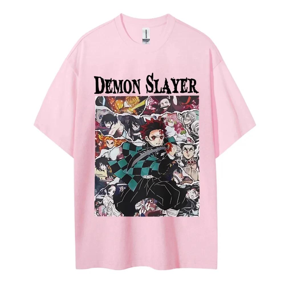 Hot Sale Demon Slayer Japanese Hot-blooded Anime Classic Loose Casual Oversized Short-sleeved Comfortable Soft Cotton Summer New Tee Oversized Top
