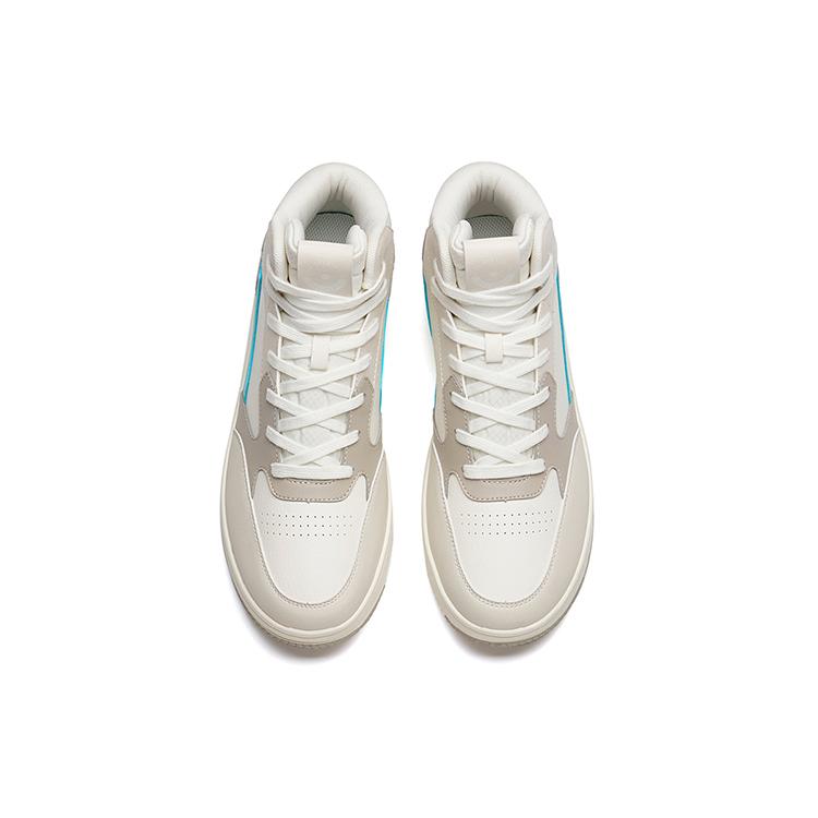 Anta Abrasion Resistant High top Skateboard Shoes Men's White Gray 912238013-4