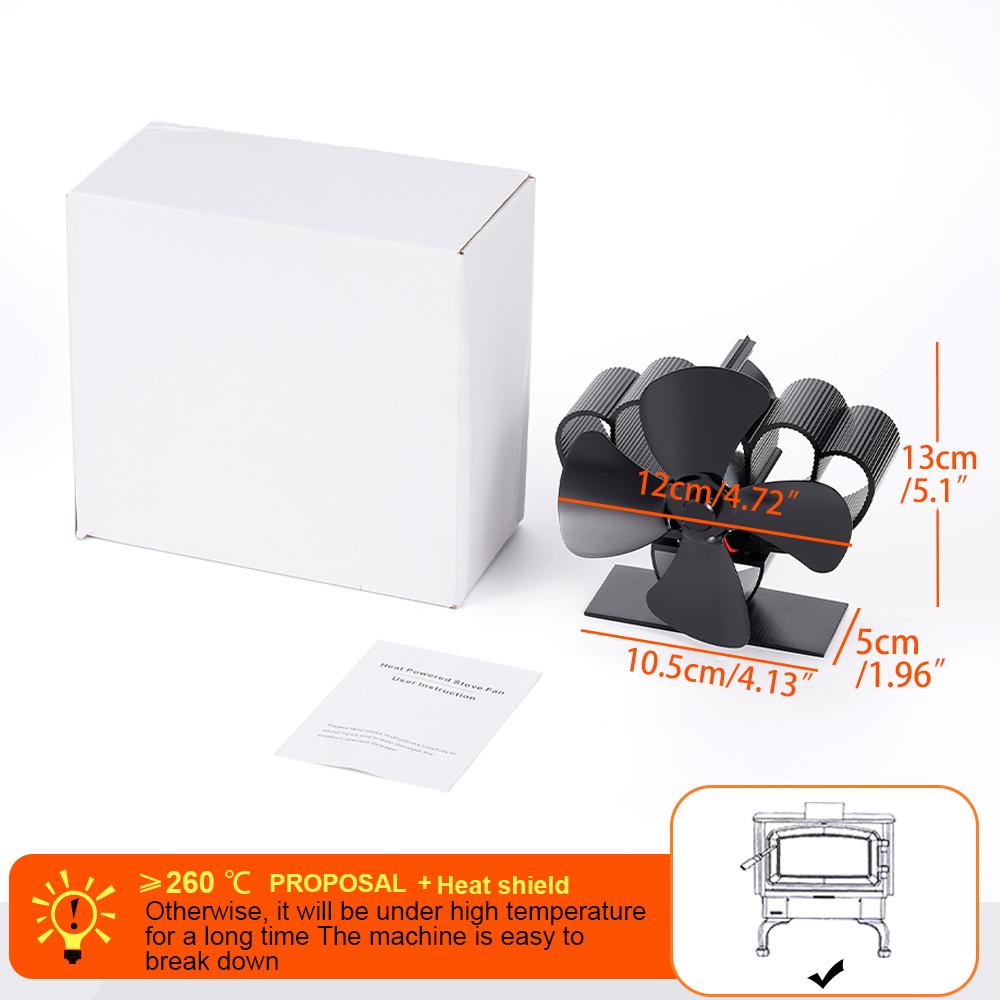 

Mini Stove Fan 4 Blade Heat Powered Fireplace Fan Log Wood Burner Eco Friendly Quiet Fan Heater Home Efficient Heat Distribution