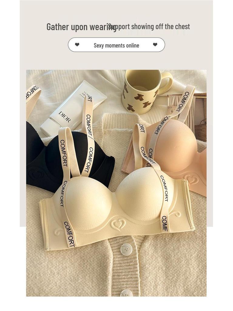Wire-Free Seamless Push-Up Bra for Small Chest with Adjustable Strap and Underarm Support