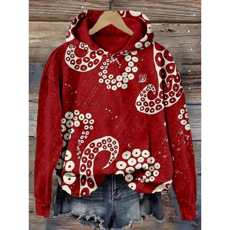 Womens Oversized Hooded Sweatshirt With 3D Digital Print Streetwear Long Sleeve Top Fall Winter