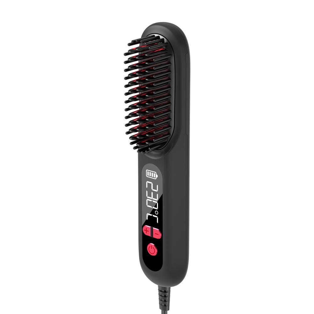 Multi-functional Luxury Custom Rhinestone Flat Travel Copper Electric Straighten Hair Straightener Brush Hot Comb