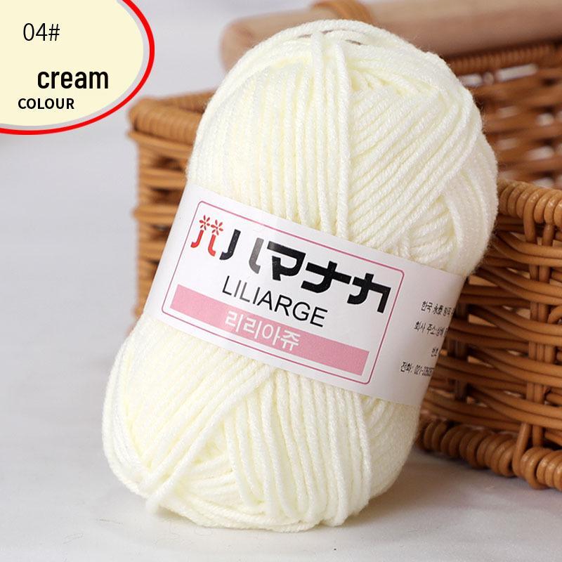 Korean Baby Milk Cotton Yarn: 4-Strand Crochet & Hand Knitting Yarn for Dolls, Infants, and Children.