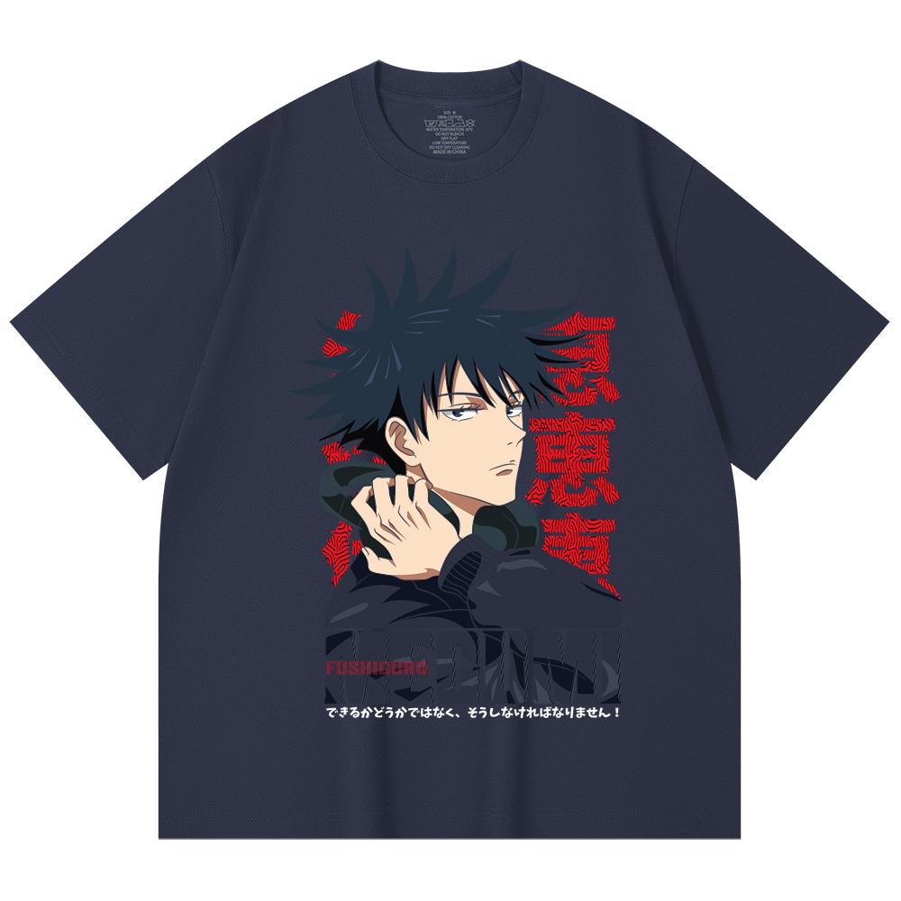 230 Gsm 100% Cotton Jujutsu Kaisen V38 Megumi Print Unisex Heavy Cotton T Shirt