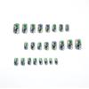 Nail Piece Blue-green Contrasting Color Hand-painted Leaves Flower Nail Piece Manicure Press On Nails