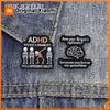 ADHD Different Ability Skeleton Broca's Aphasia Brain Enamel Pin Neurodiversity Medical Humor Brooch Clothes Badge Jewelry Gift