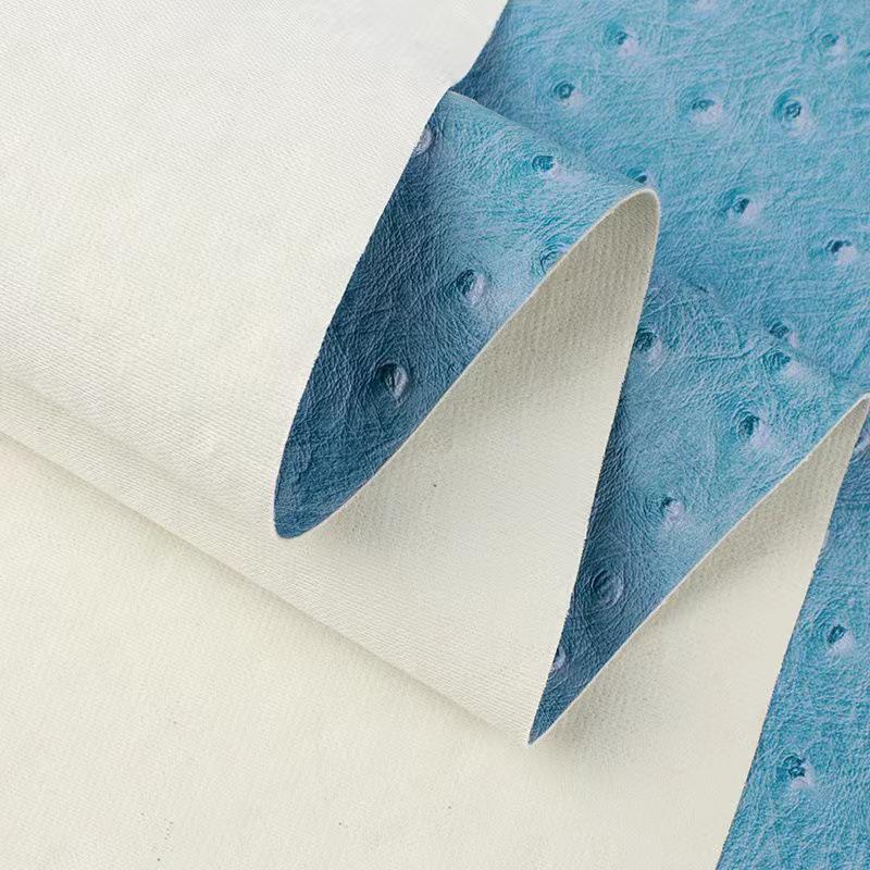 Umweltfreundliches hydrolysebeständiges 0,9 mm PVC-Leder mit Straußenmuster für Gepäck, Handtaschen, Möbel, Geschenkboxen und Gürtel
