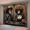 British Skull Pattern Printed Curtains Window Decorations Home Room Curtain Set Of 2 Made Polyester Washable