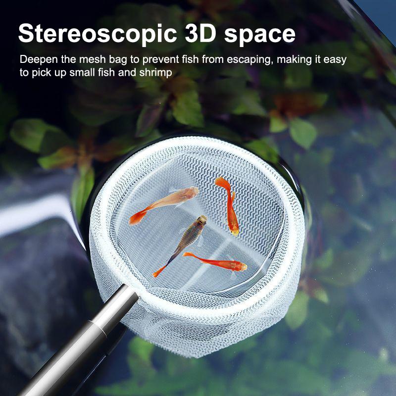 Flexible Aquarium Fish Tank Catch Net Fishnet Retractable Fish Scoop Long Handle Cleaning Tool Stainless Steel Catching Fishnet