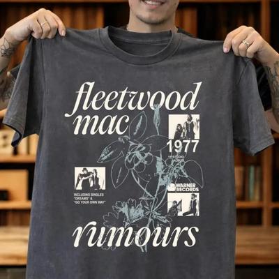 Rumours 1977 Fleetwood Mac T-Shirt, Distressed Band Tee, Classic Rock Music Shir